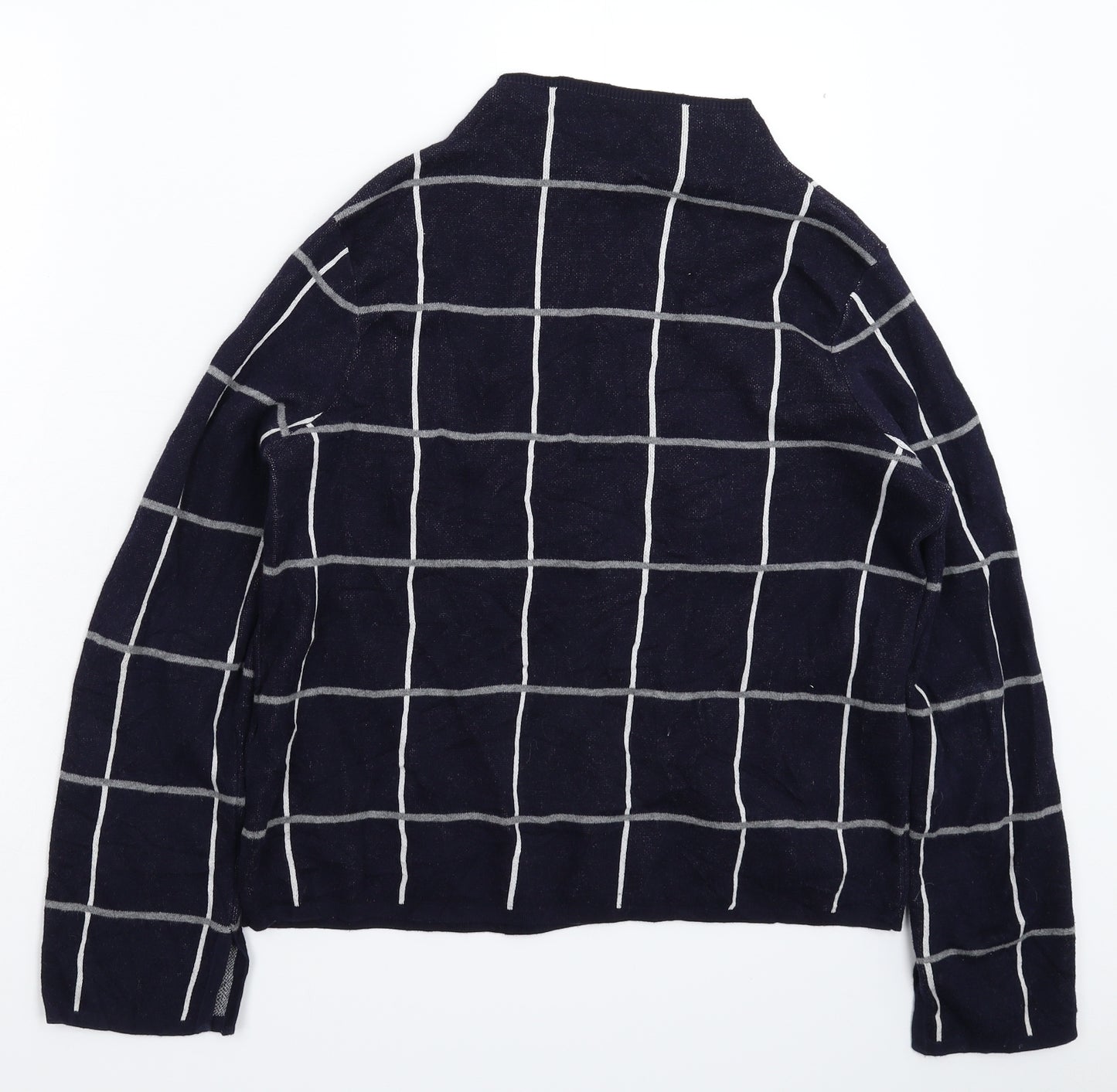Warehouse Womens Blue Check Knit Pullover Jumper Size 12