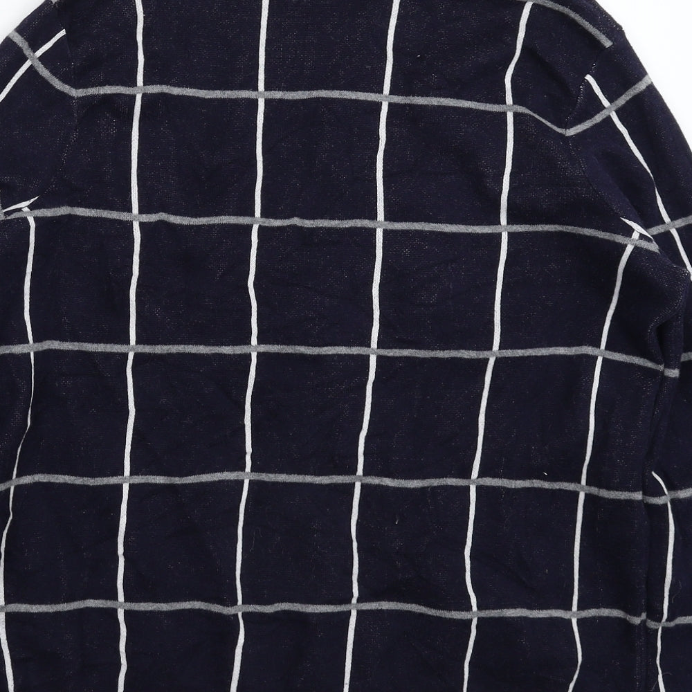 Warehouse Womens Blue Check Knit Pullover Jumper Size 12