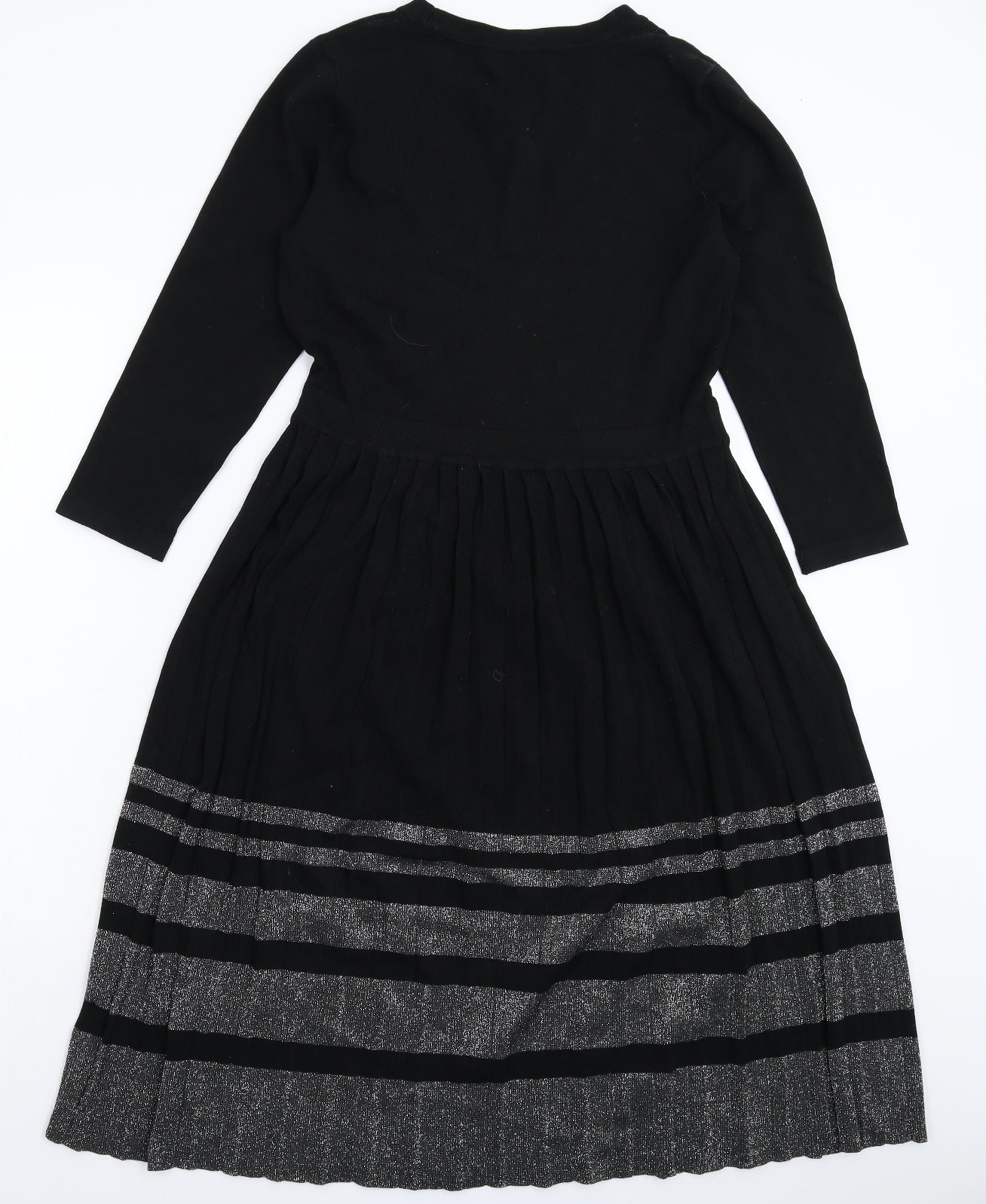 Paraphrase Womens Black Striped Knit Jumper Dress  Size 14