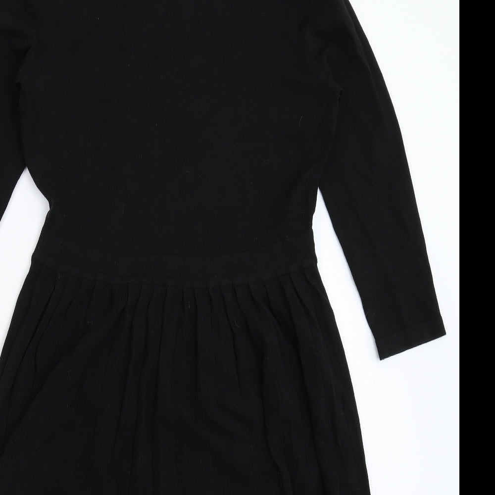 Paraphrase Womens Black Striped Knit Jumper Dress  Size 14