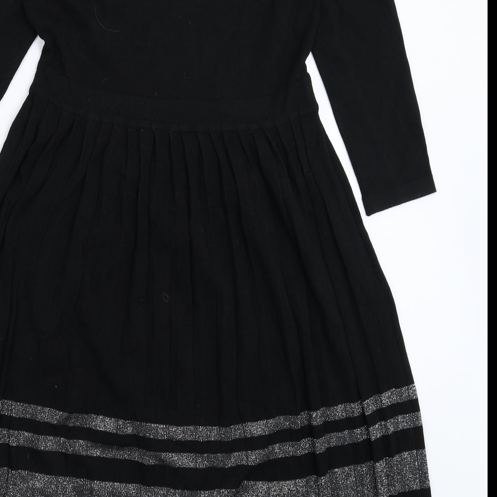 Paraphrase Womens Black Striped Knit Jumper Dress  Size 14