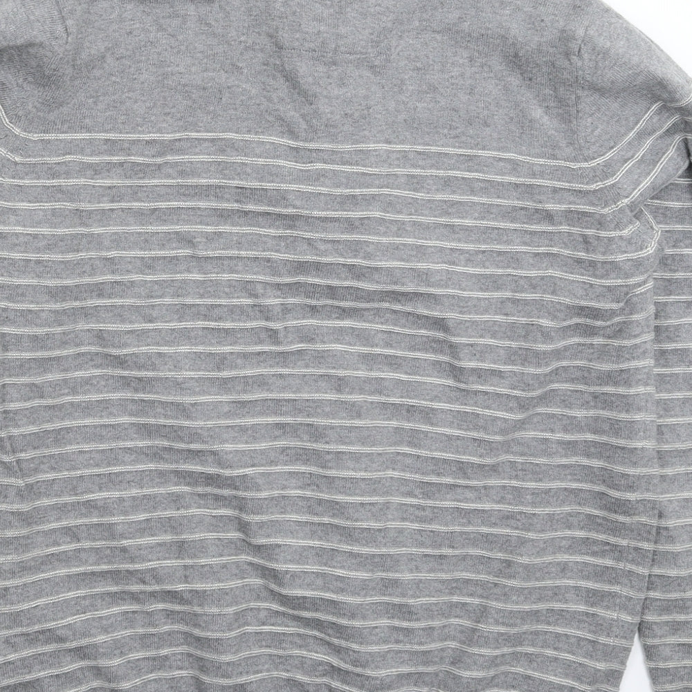 Blue Harbour Mens Grey Striped Knit Pullover Jumper Size M