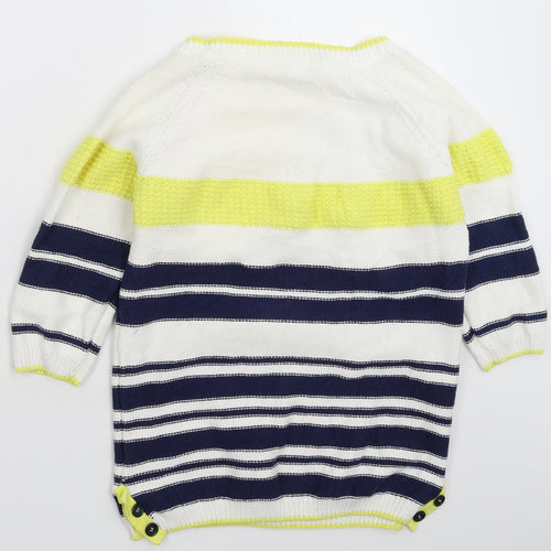 Lakeland Womens White Striped Knit Pullover Jumper Size 14