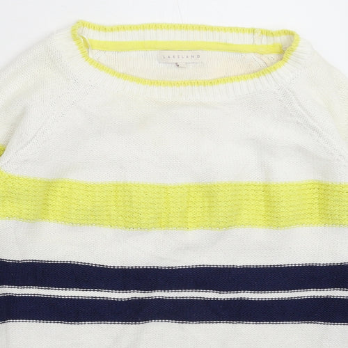Lakeland Womens White Striped Knit Pullover Jumper Size 14