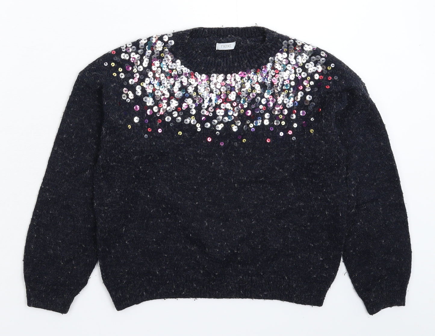 NEXT Girls Grey  Knit Pullover Jumper Size 9 Years