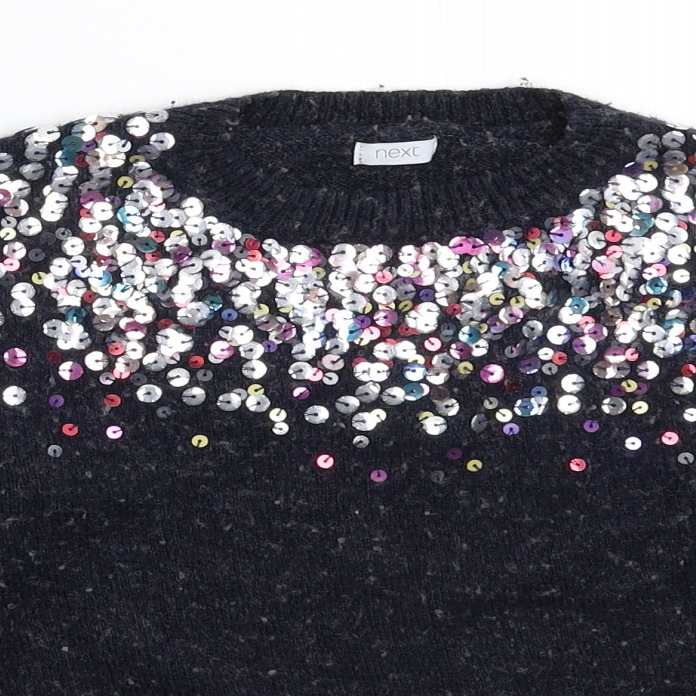 NEXT Girls Grey  Knit Pullover Jumper Size 9 Years