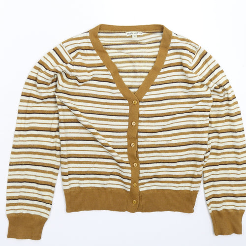 Maille Womens Multicoloured Striped Knit Cardigan Jumper Size M