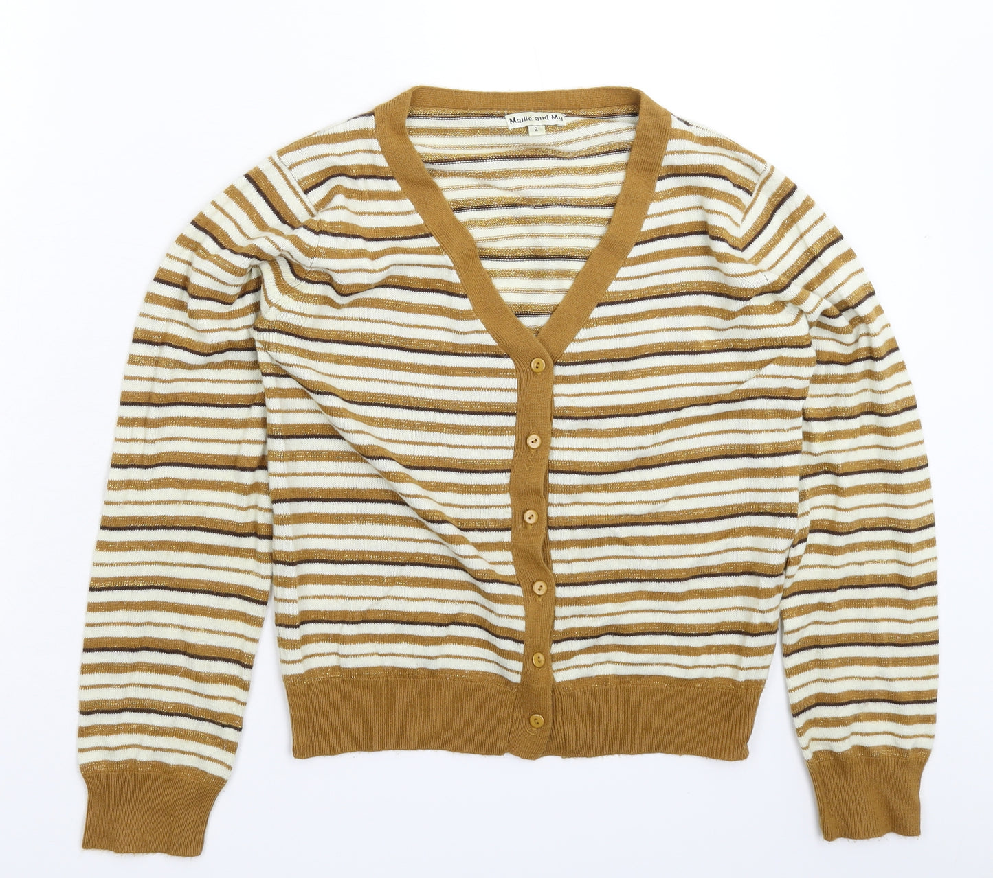 Maille Womens Multicoloured Striped Knit Cardigan Jumper Size M