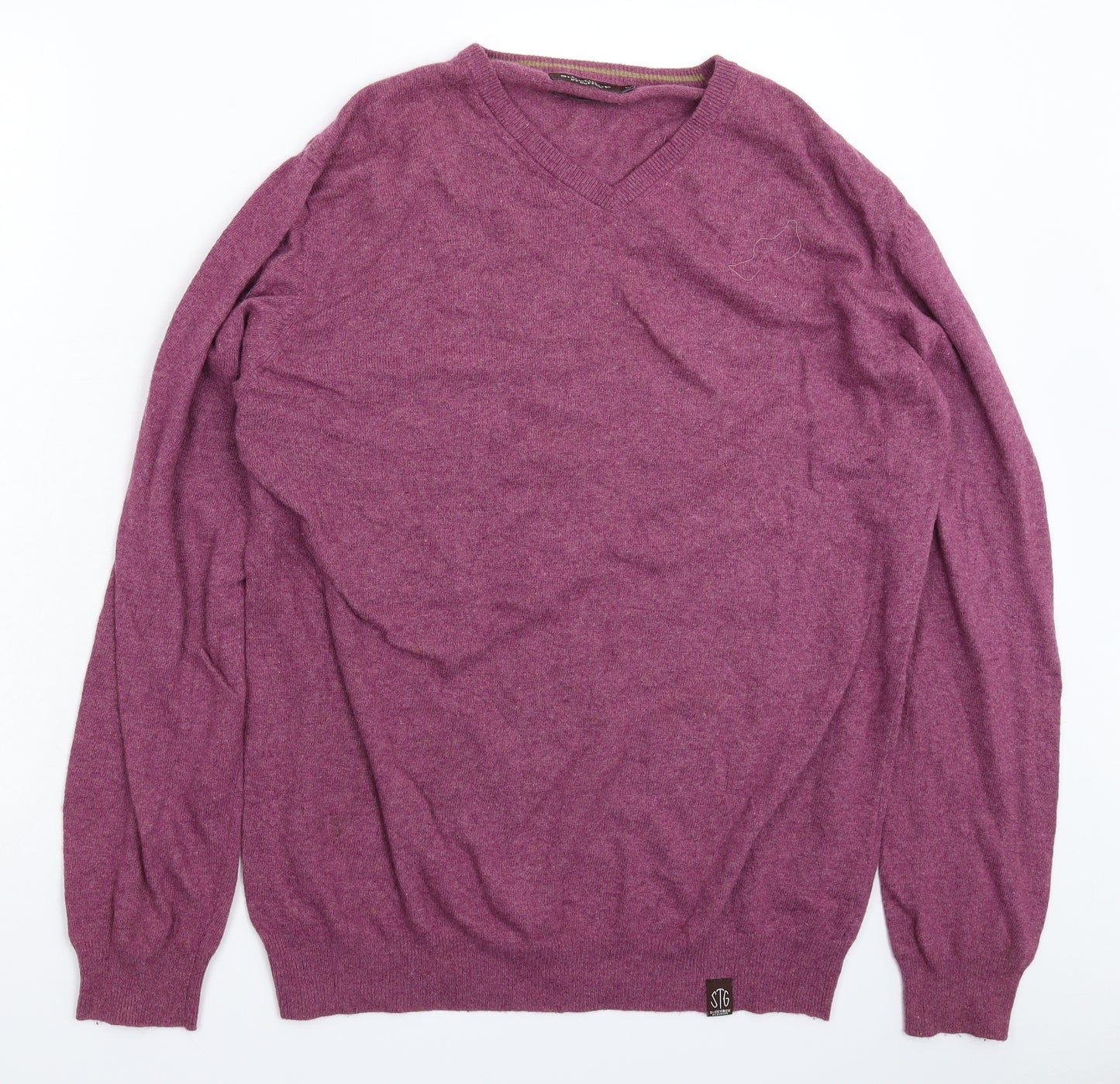 Duffer of St. George Mens Purple  Knit Pullover Jumper Size L