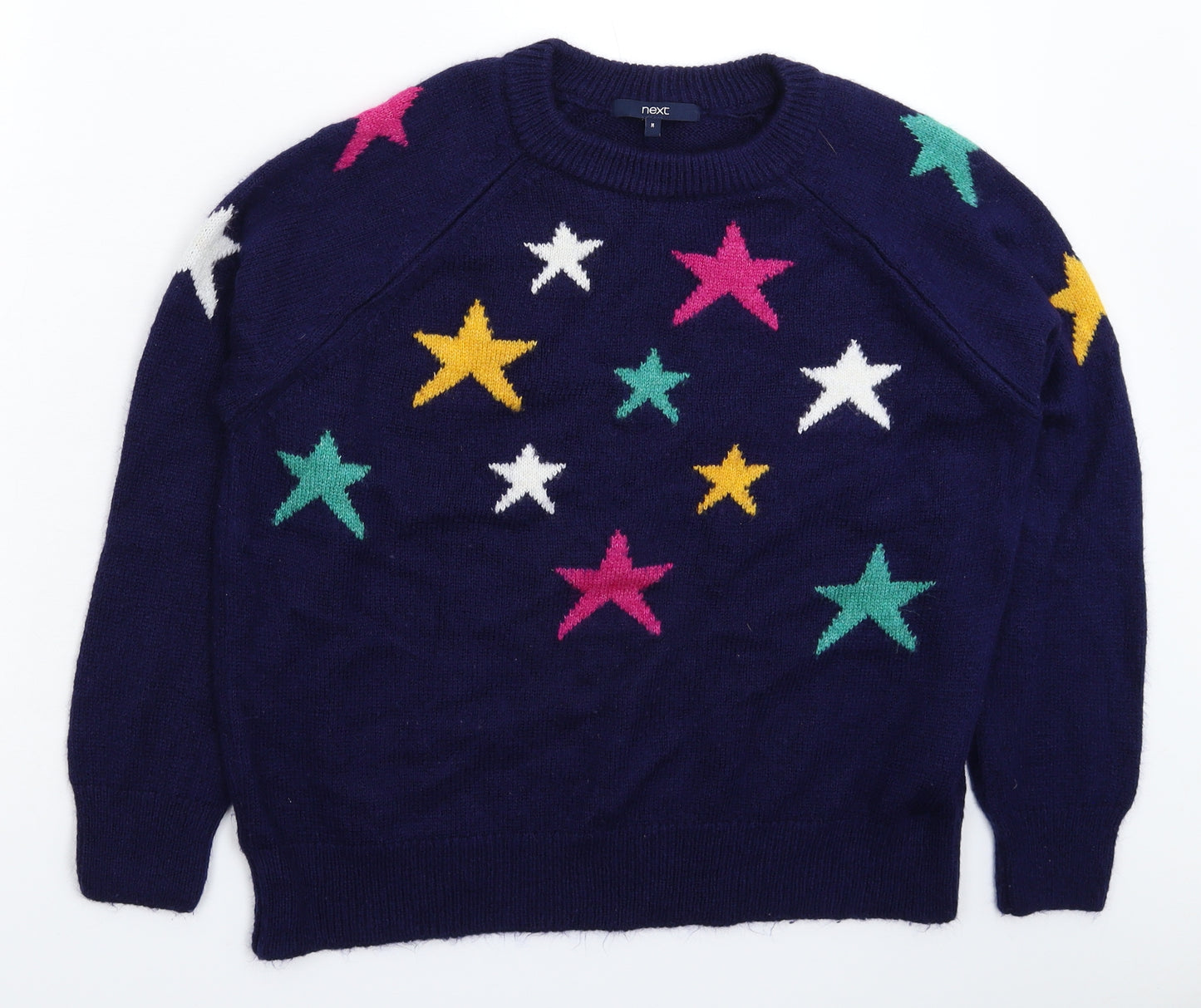 NEXT Womens Blue Geometric Knit Pullover Jumper Size M