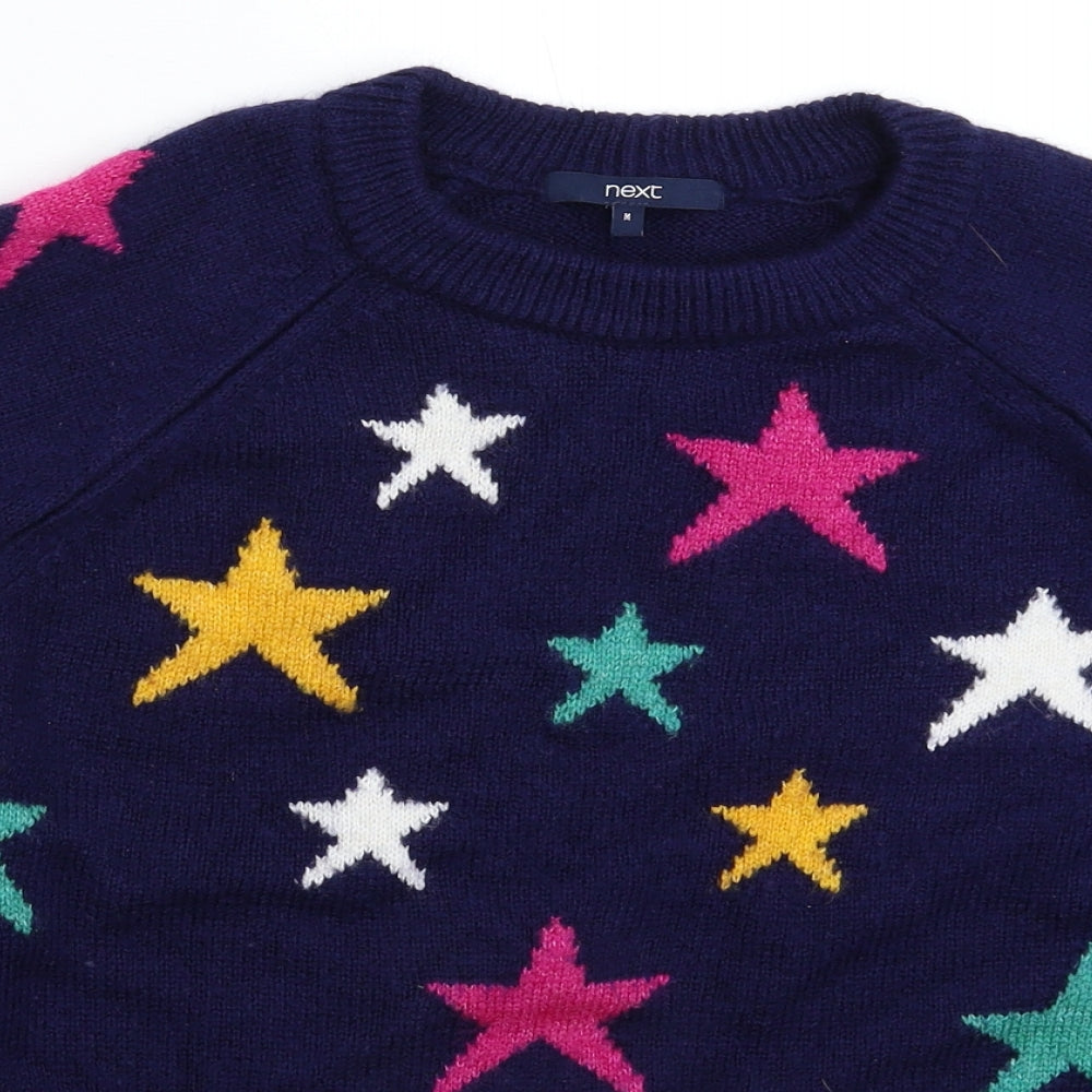 NEXT Womens Blue Geometric Knit Pullover Jumper Size M