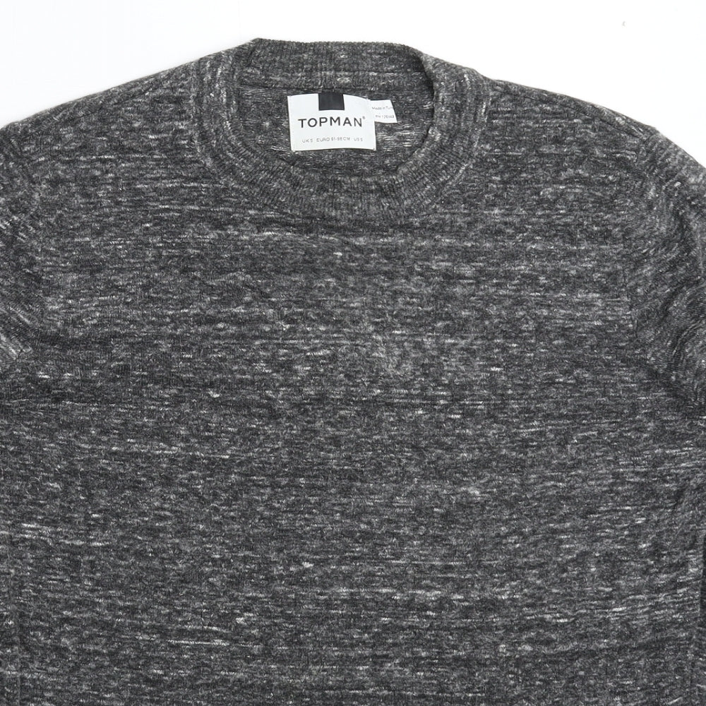 Topman Mens Grey  Knit Pullover Jumper Size S