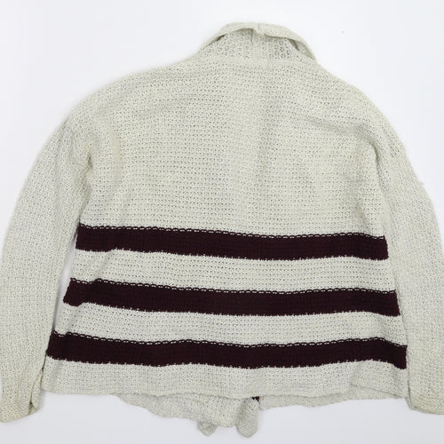 FOREVER 21 Womens Grey Striped Knit Cardigan Jumper Size S