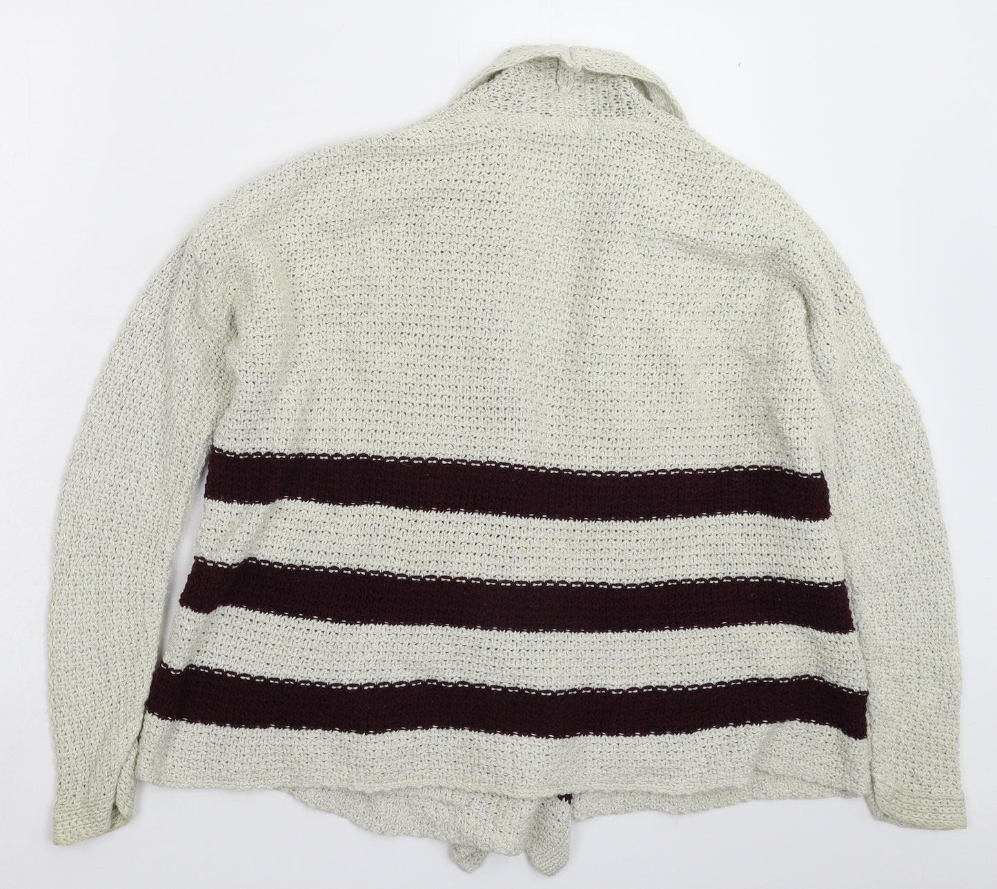 FOREVER 21 Womens Grey Striped Knit Cardigan Jumper Size S