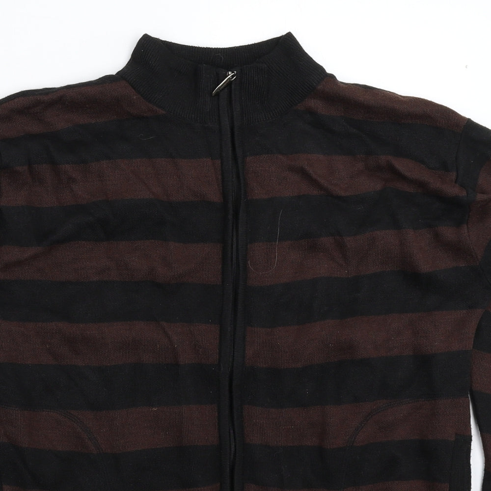 Noiz Mens Multicoloured Striped Knit Cardigan Jumper Size L