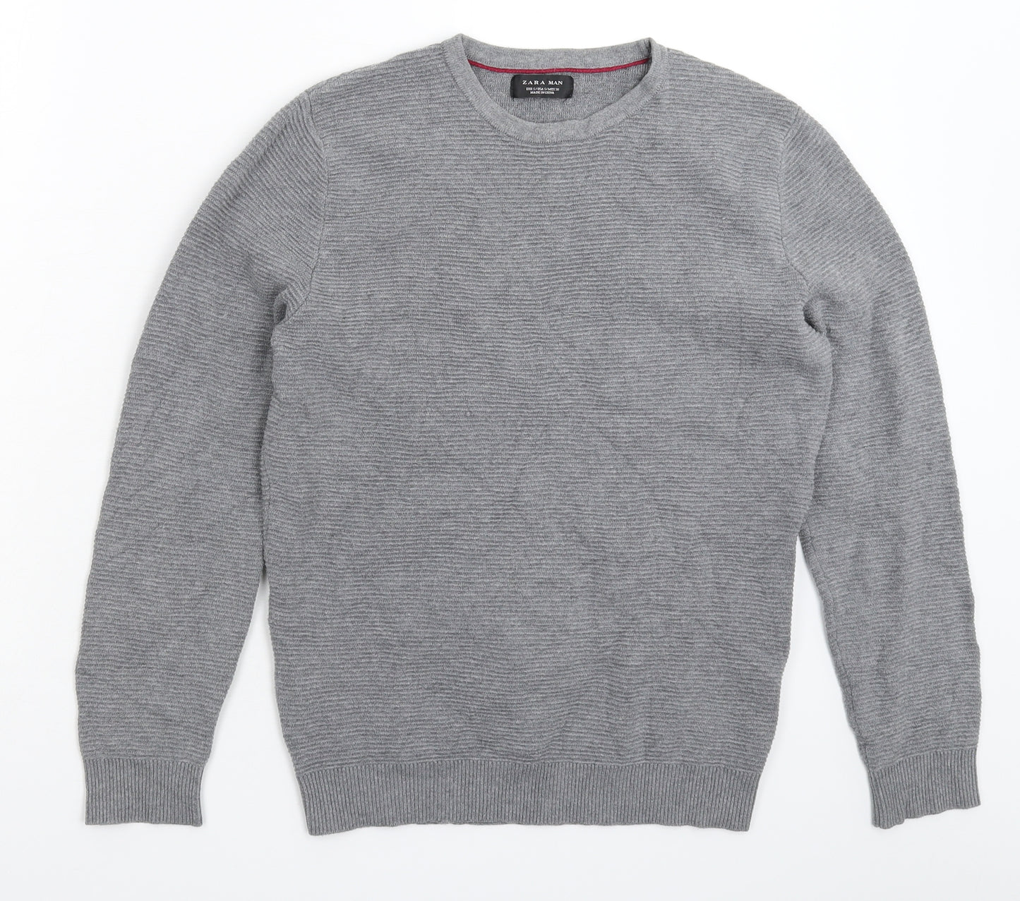 Zara Mens Grey  Knit Pullover Jumper Size S