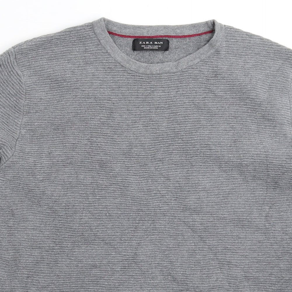 Zara Mens Grey  Knit Pullover Jumper Size S