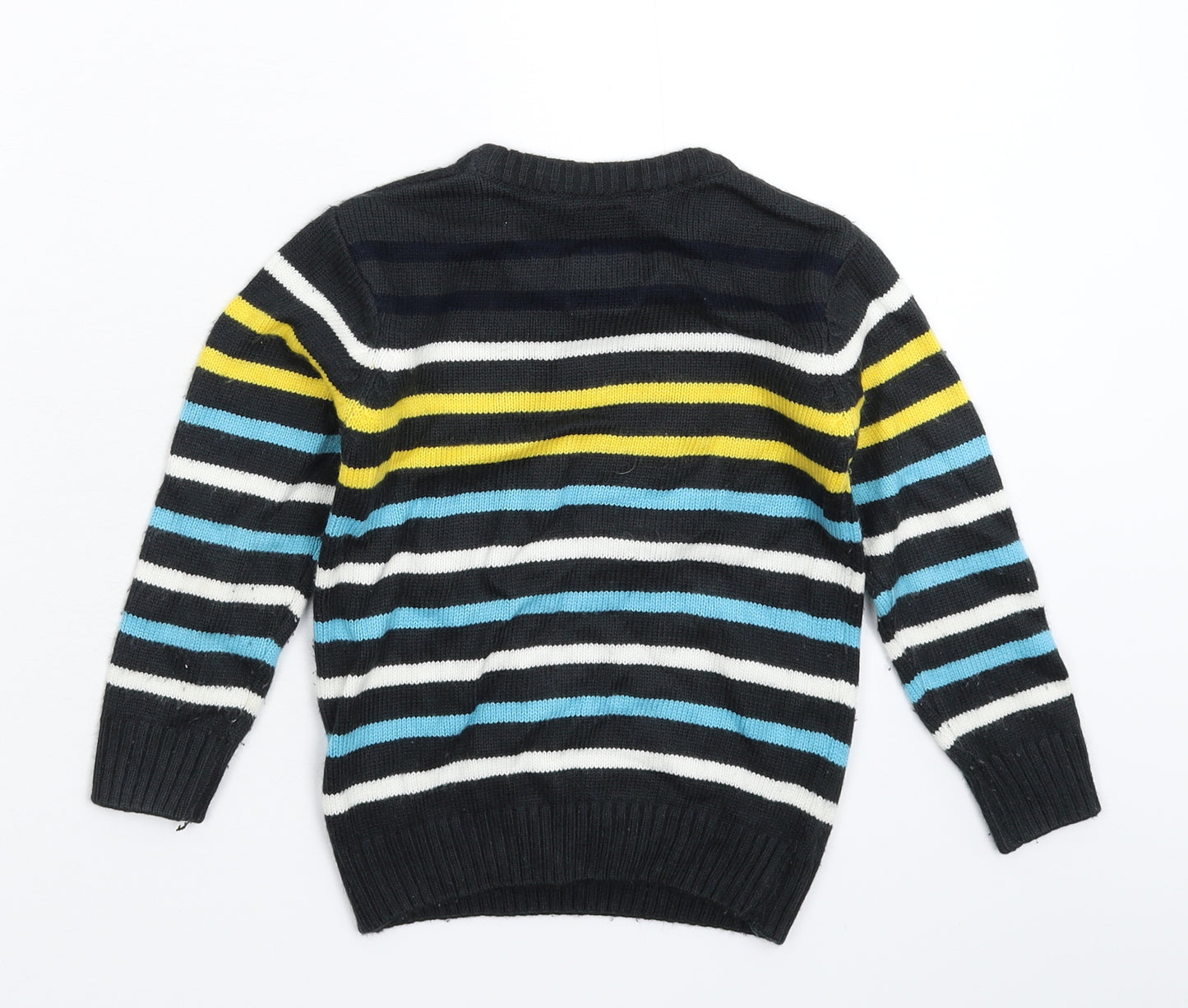 Team Spirit Boys Multicoloured Striped Knit Pullover Jumper Size 3-4 Years