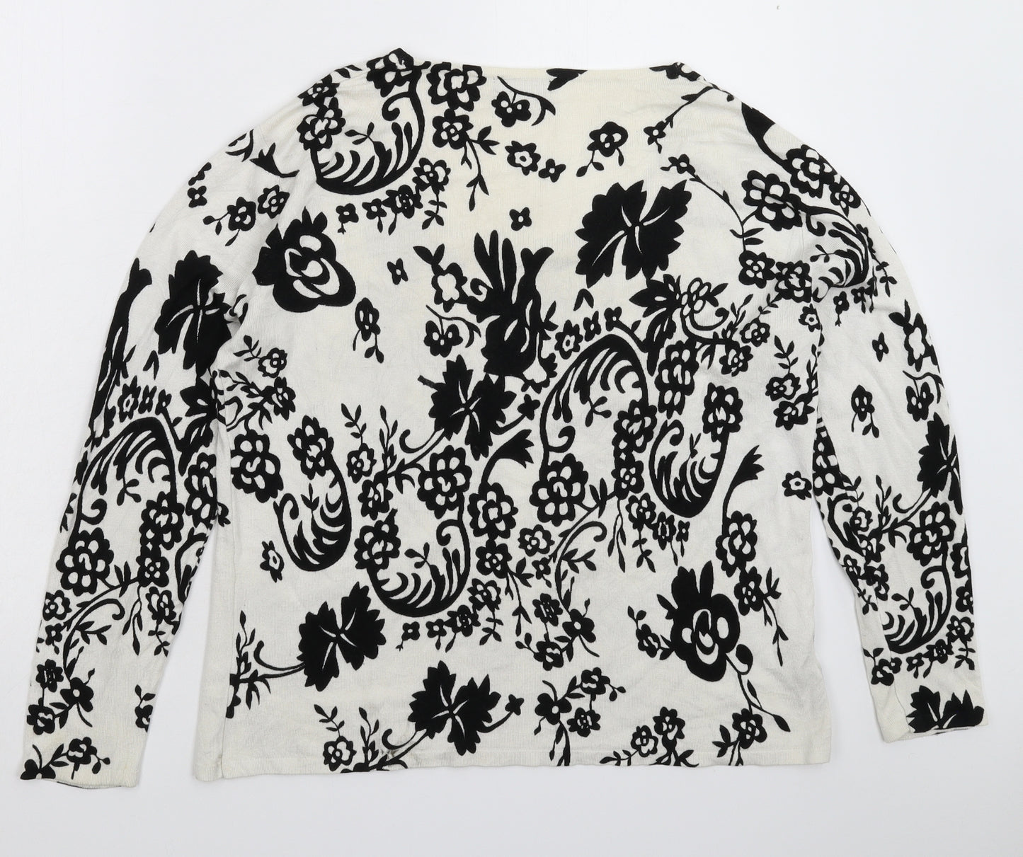 Rogers & Rogers Womens White Floral Knit Pullover Jumper Size 20