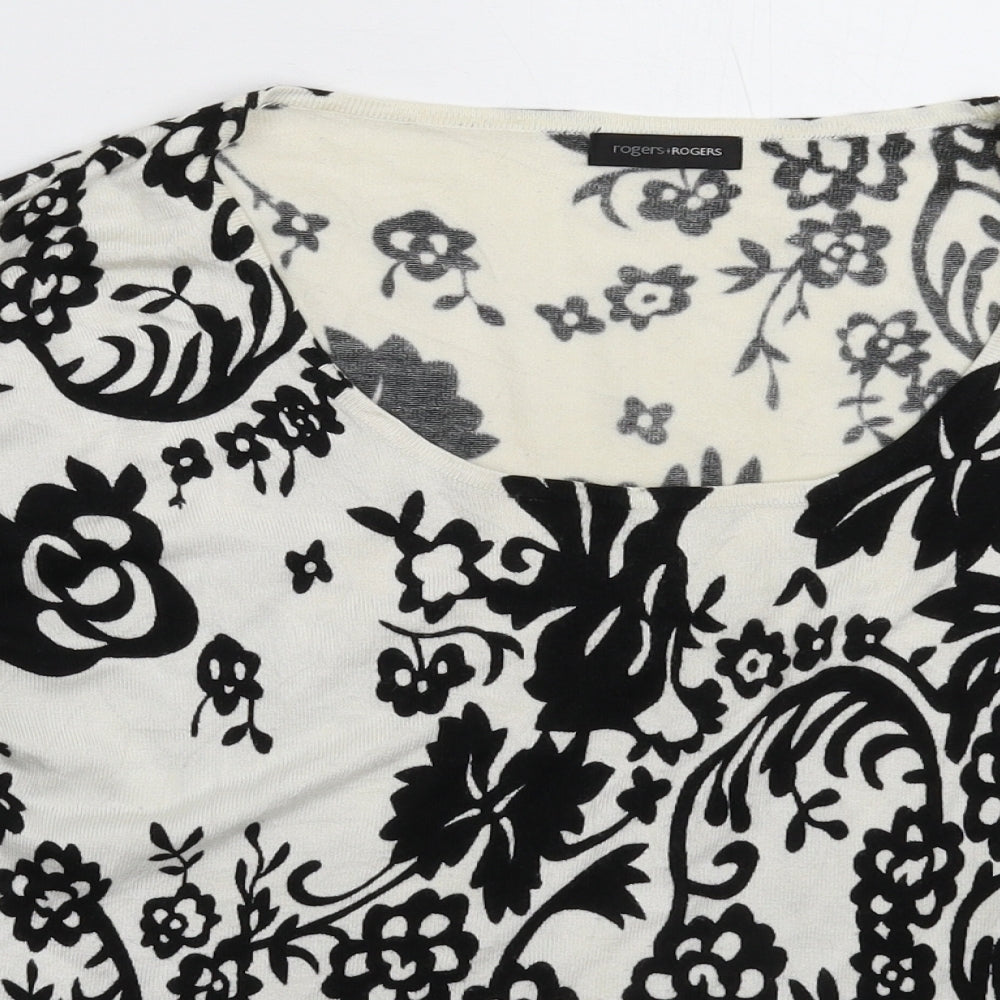 Rogers & Rogers Womens White Floral Knit Pullover Jumper Size 20
