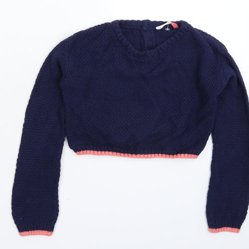 John Lewis Girls Blue  Knit Pullover Jumper Size 7 Years