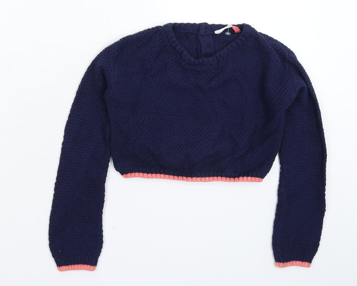 John Lewis Girls Blue Knit Pullover Jumper Size 7 Years