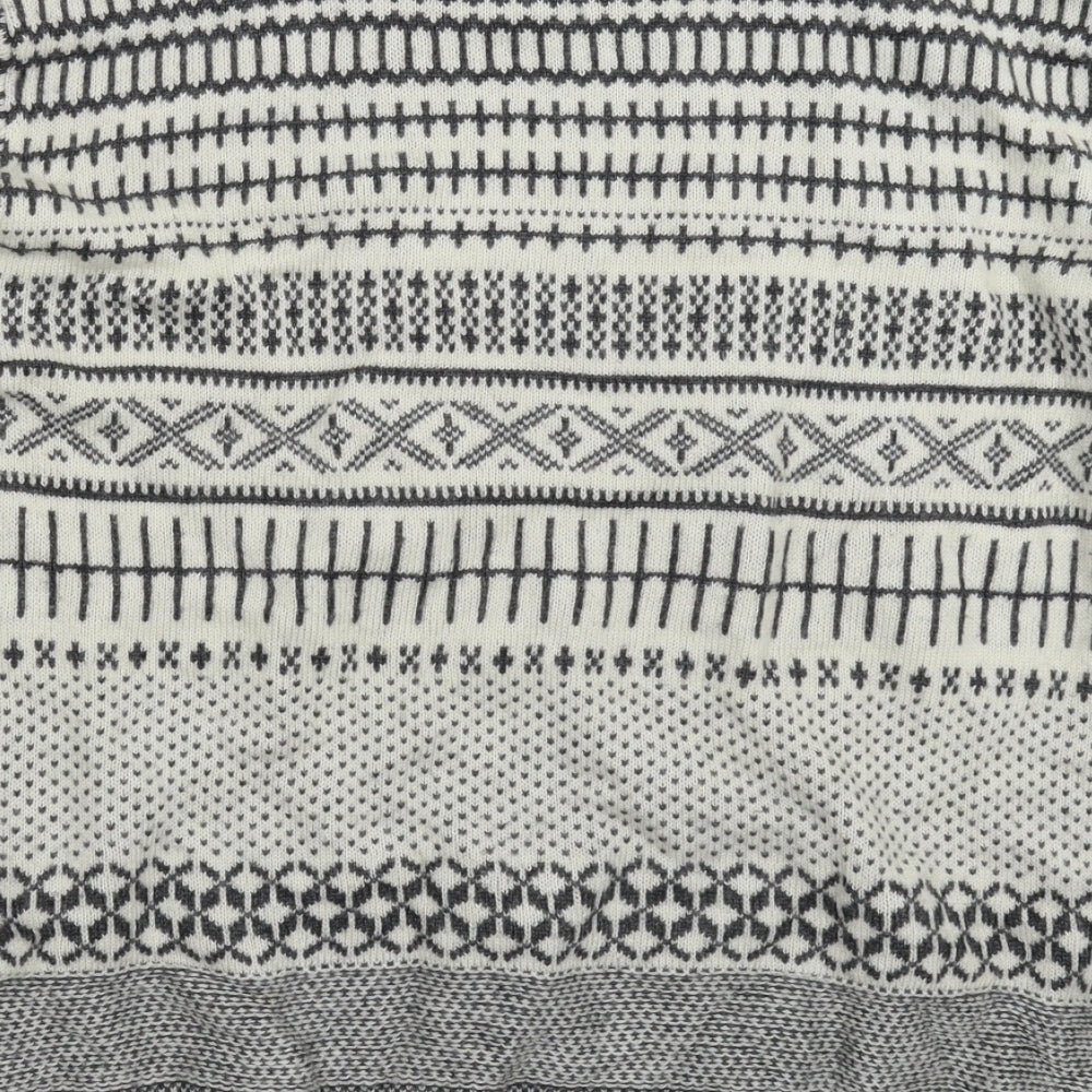 Divided Mens White Geometric Knit Pullover Jumper Size L