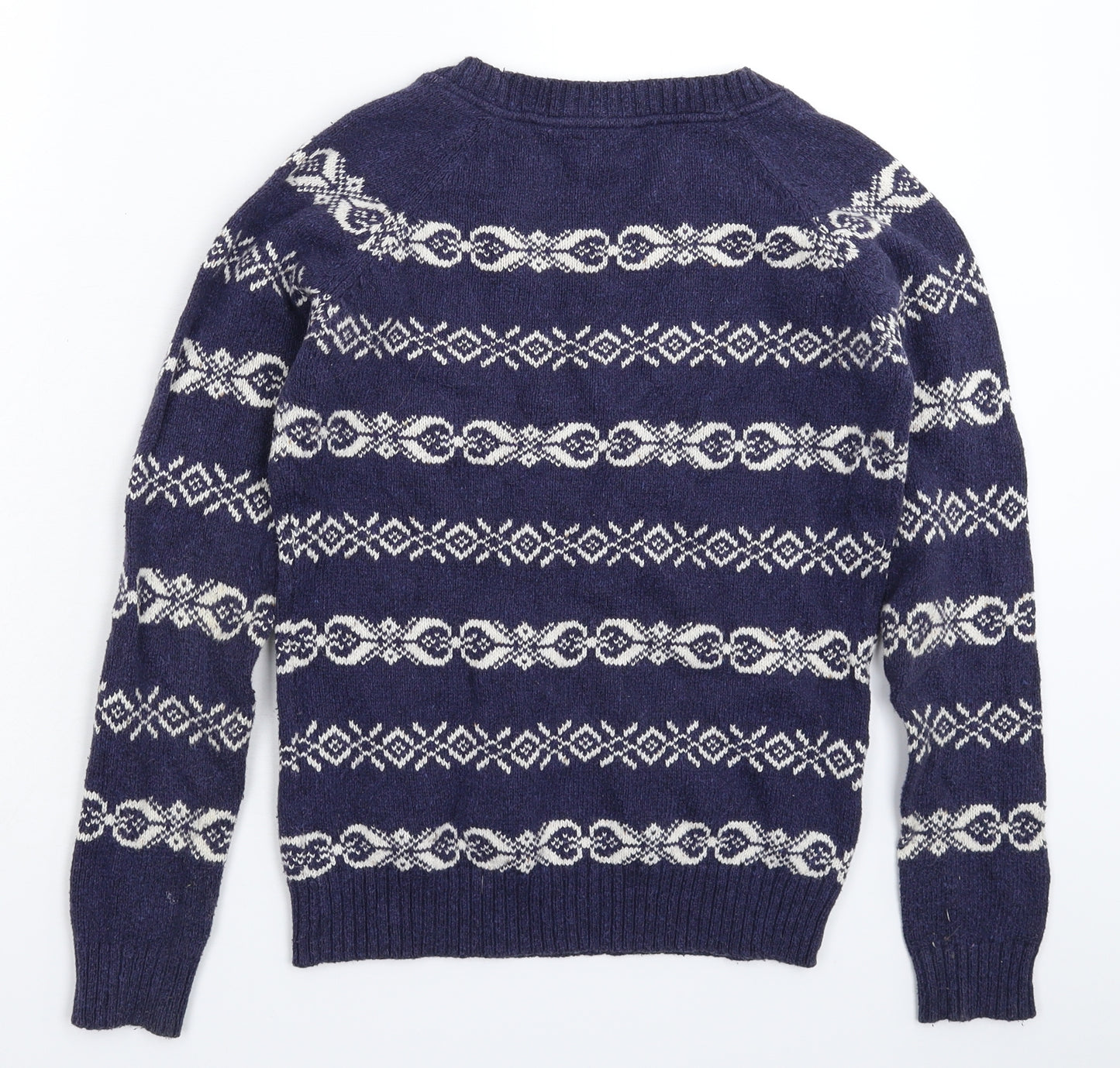 Fat Face Womens Blue Geometric Knit Pullover Jumper Size 10