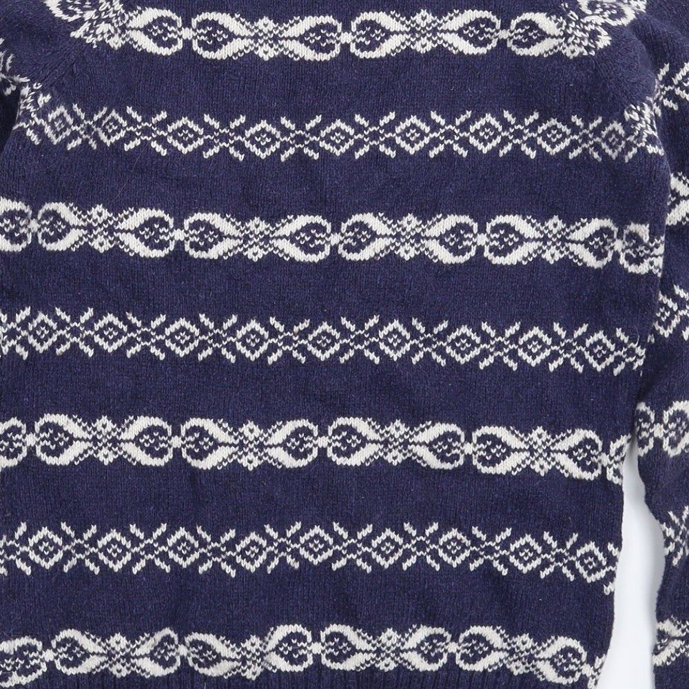 Fat Face Womens Blue Geometric Knit Pullover Jumper Size 10