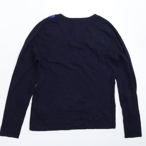 Per Una Womens Blue Floral Knit Pullover Jumper Size 12
