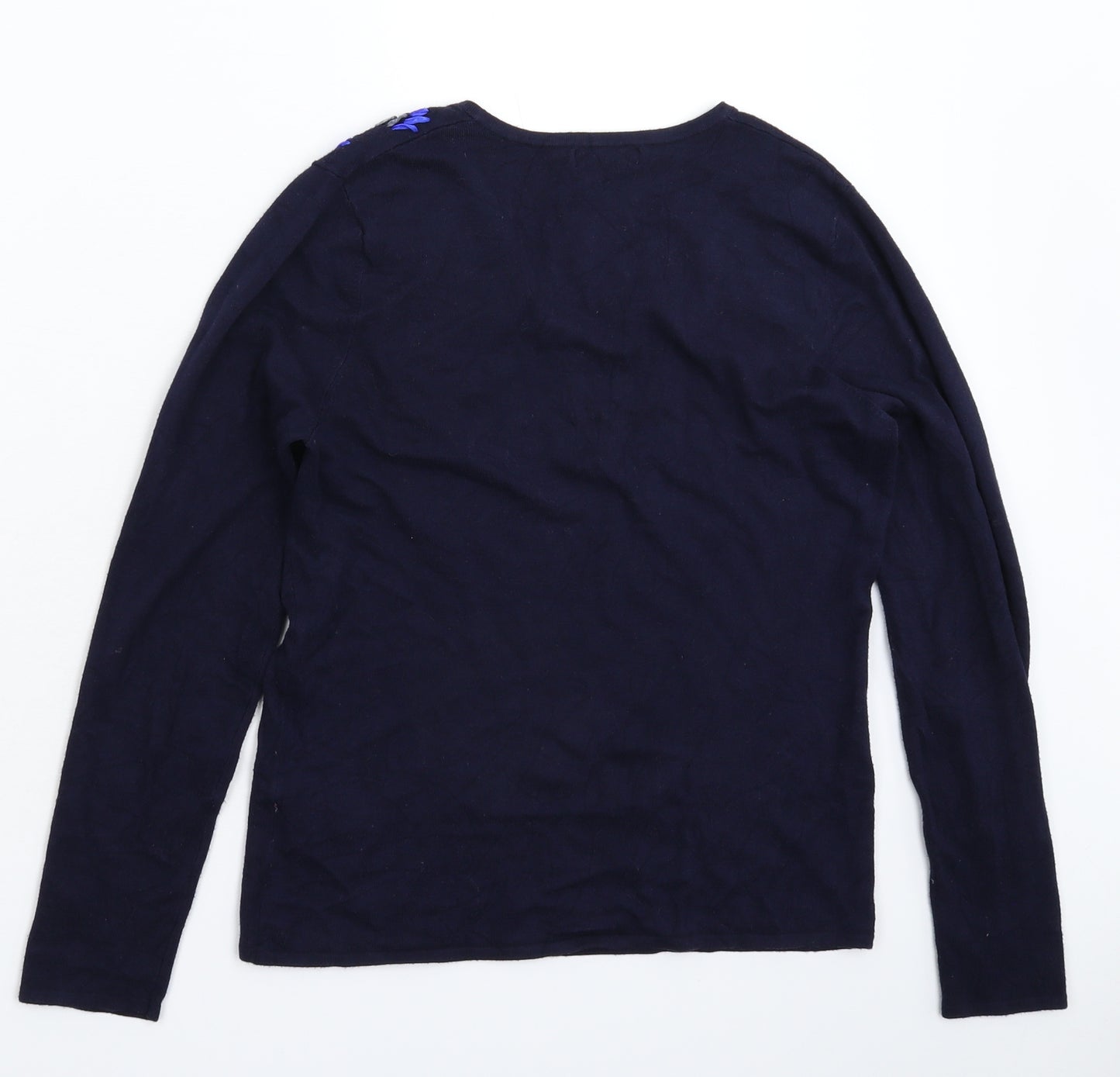 Per Una Womens Blue Floral Knit Pullover Jumper Size 12