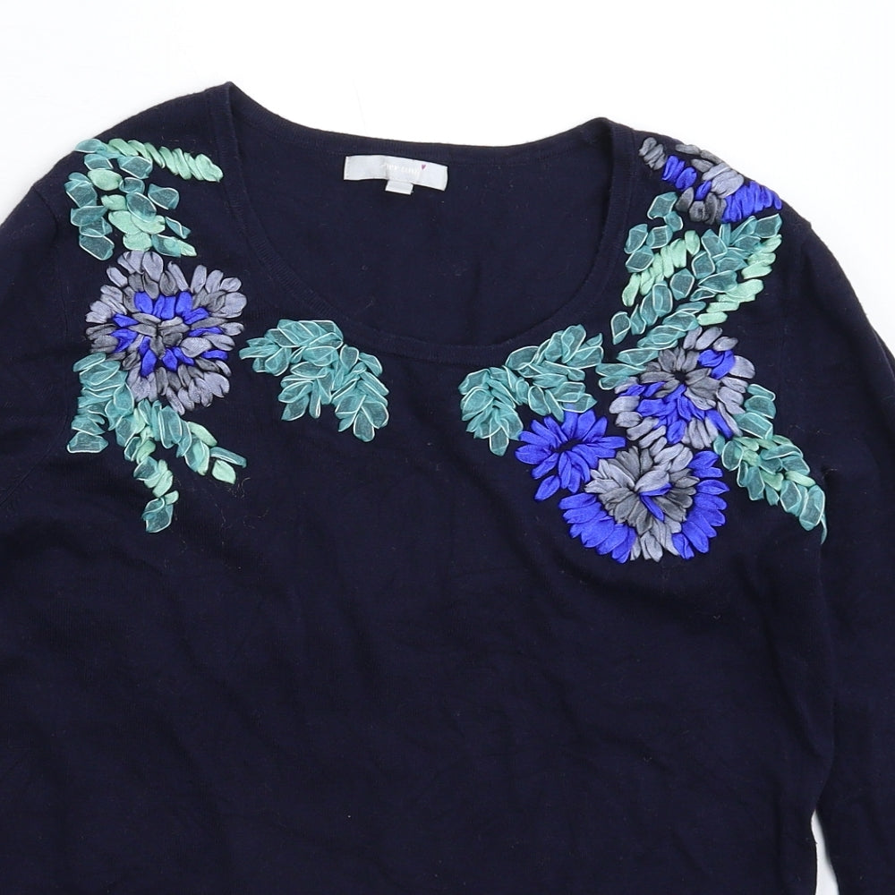 Per Una Womens Blue Floral Knit Pullover Jumper Size 12