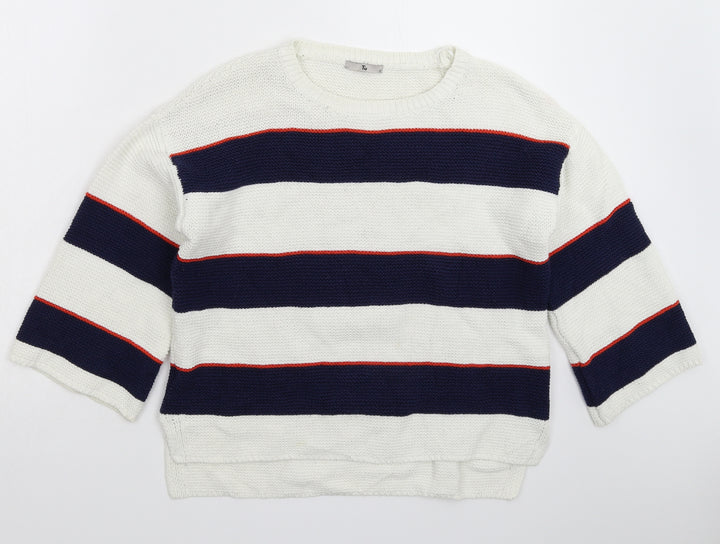 TU Womens Multicoloured Striped Knit Pullover Jumper Size 12