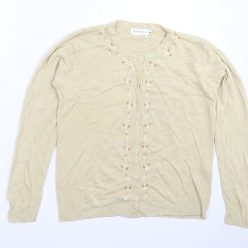 Bonmarché Womens Beige  Knit Cardigan Jumper Size M