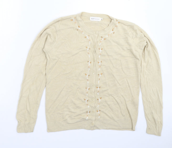 Bonmarché Womens Beige  Knit Cardigan Jumper Size M