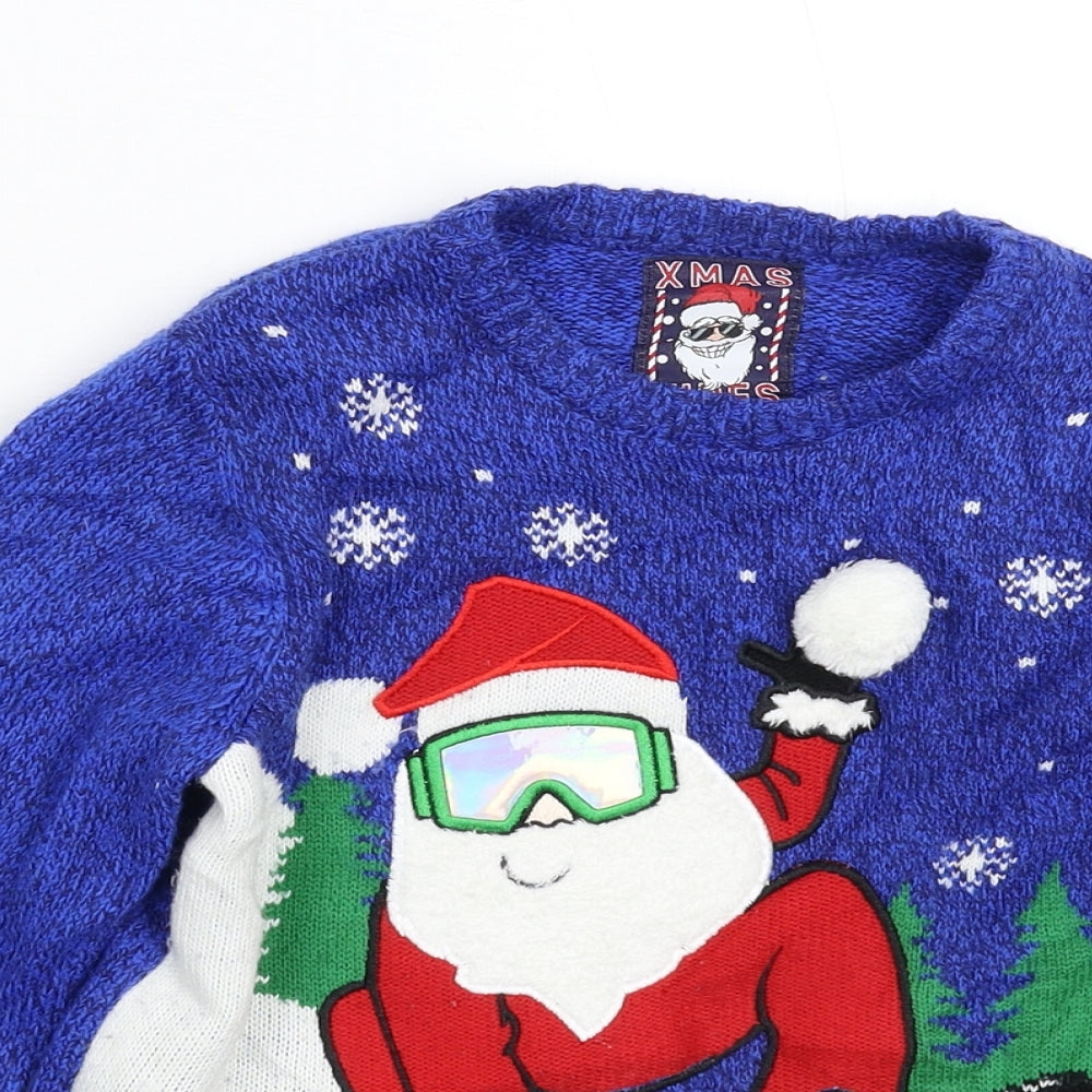 F&F Boys Blue  Knit Pullover Jumper Size 8-9 Years  - Christmas