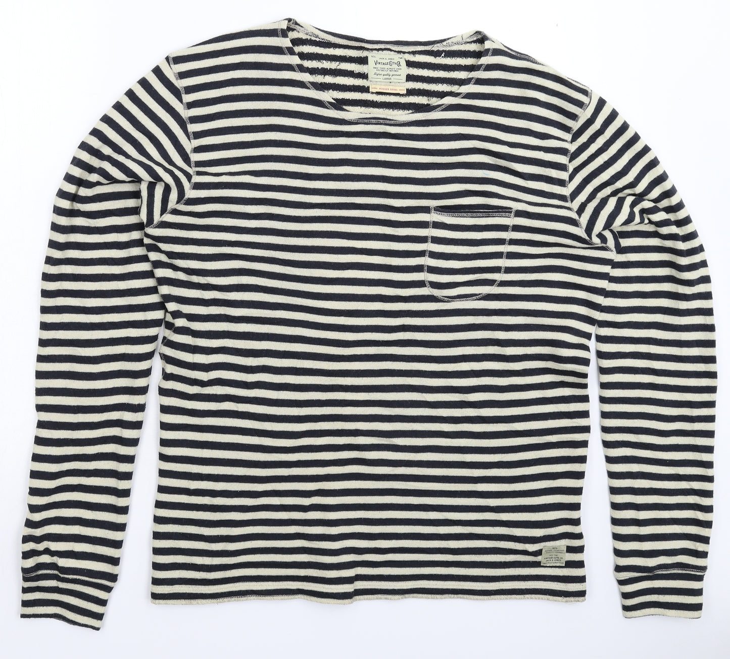 JACK & JONES Mens Multicoloured Striped Knit Pullover Jumper Size L