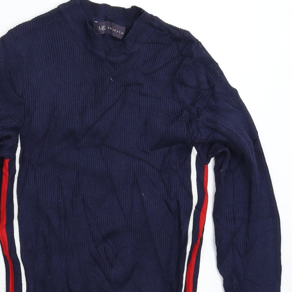 Marks and Spencer Womens Black Striped Knit Pullover Jumper Size 10