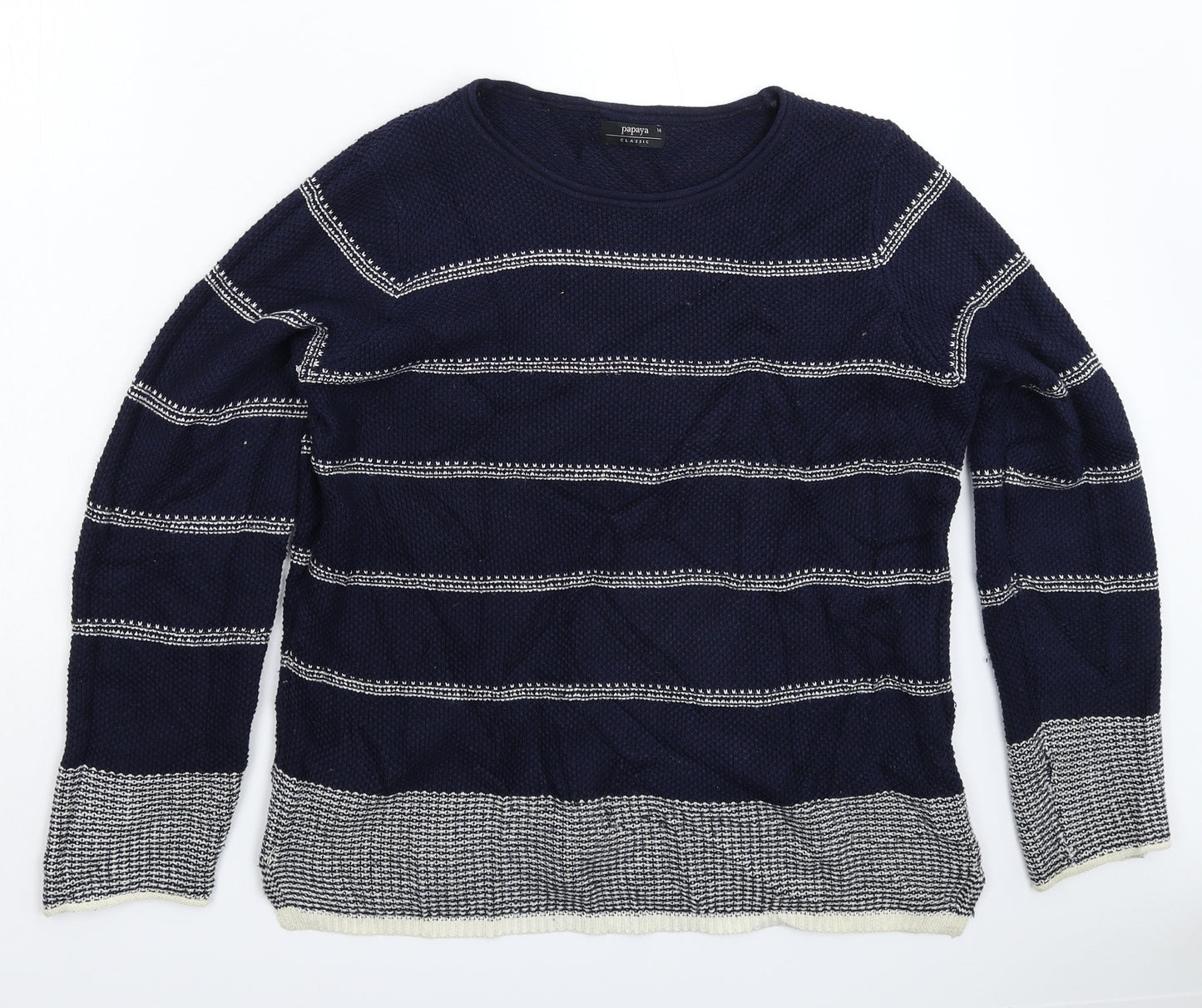 Papaya Womens Blue Striped Knit Pullover Jumper Size 14