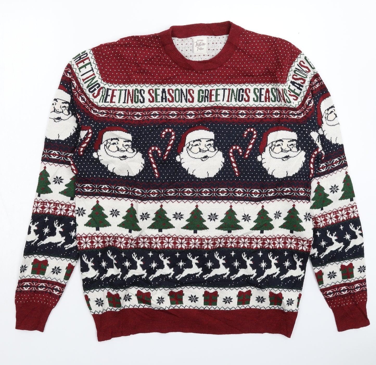 George Mens Multicoloured  Knit Pullover Jumper Size L  - Christmas
