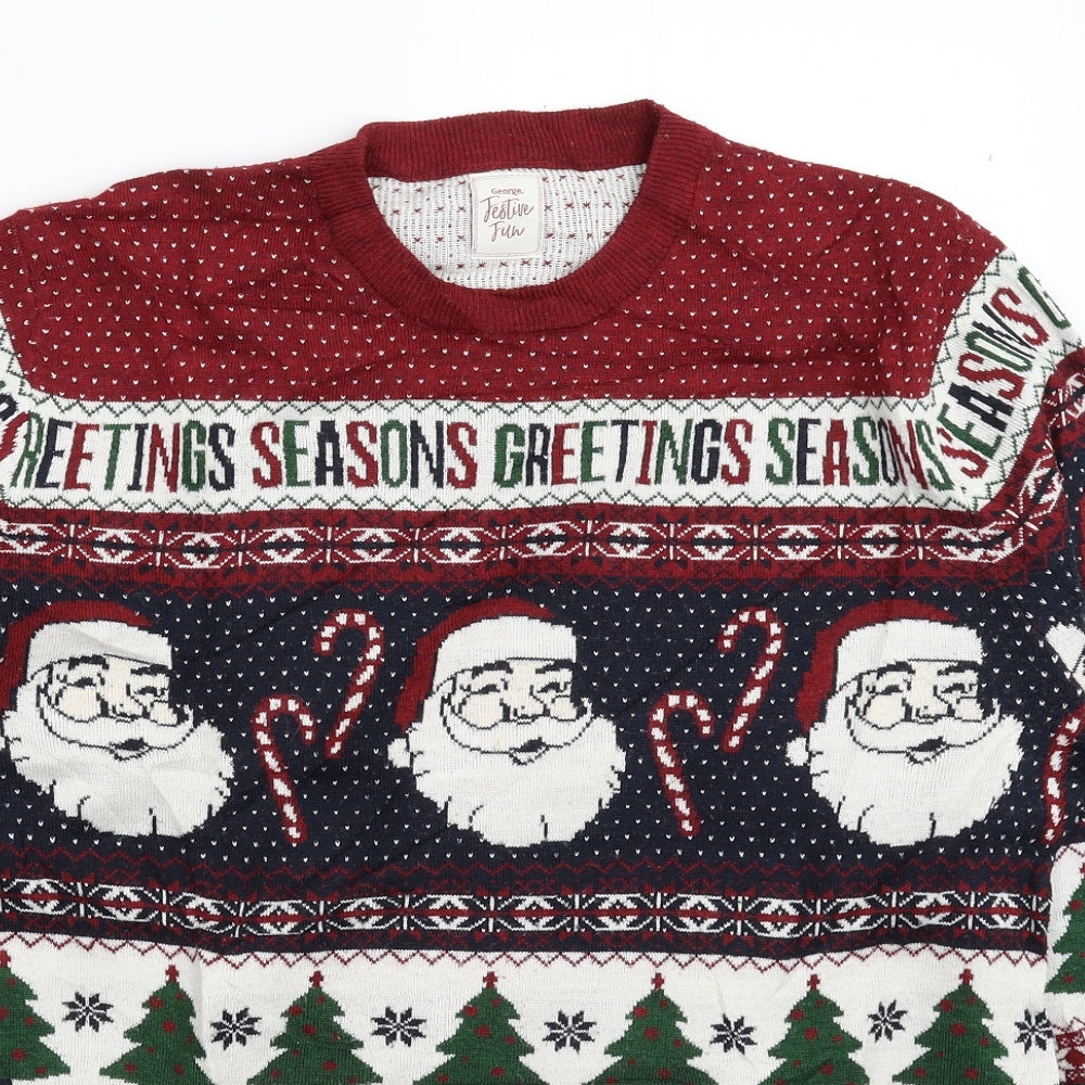 George Mens Multicoloured  Knit Pullover Jumper Size L  - Christmas