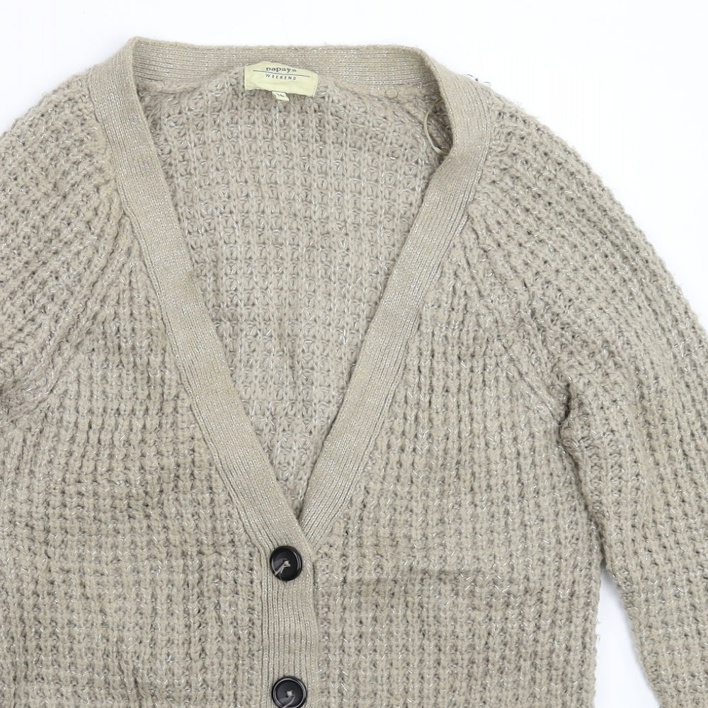 Papaya Womens Grey  Knit Cardigan Jumper Size 16