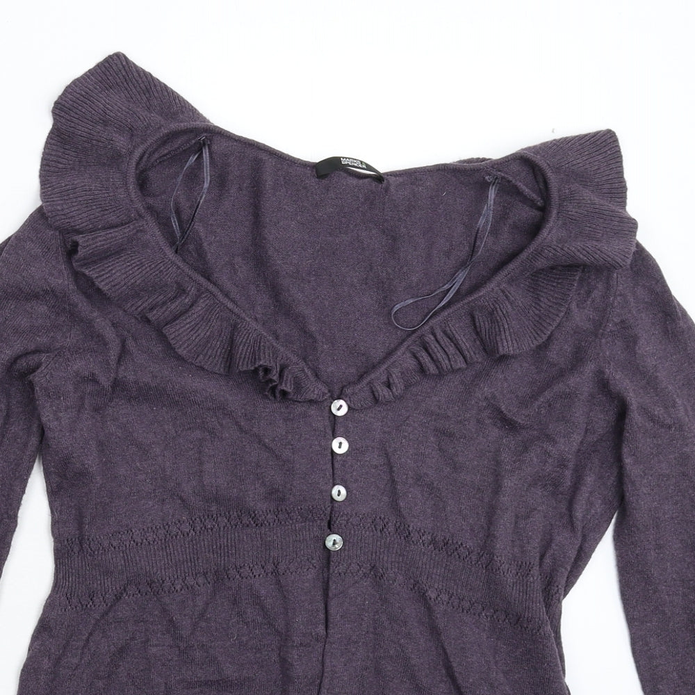 Marks and Spencer Womens Purple  Knit Cardigan Jumper Size 10