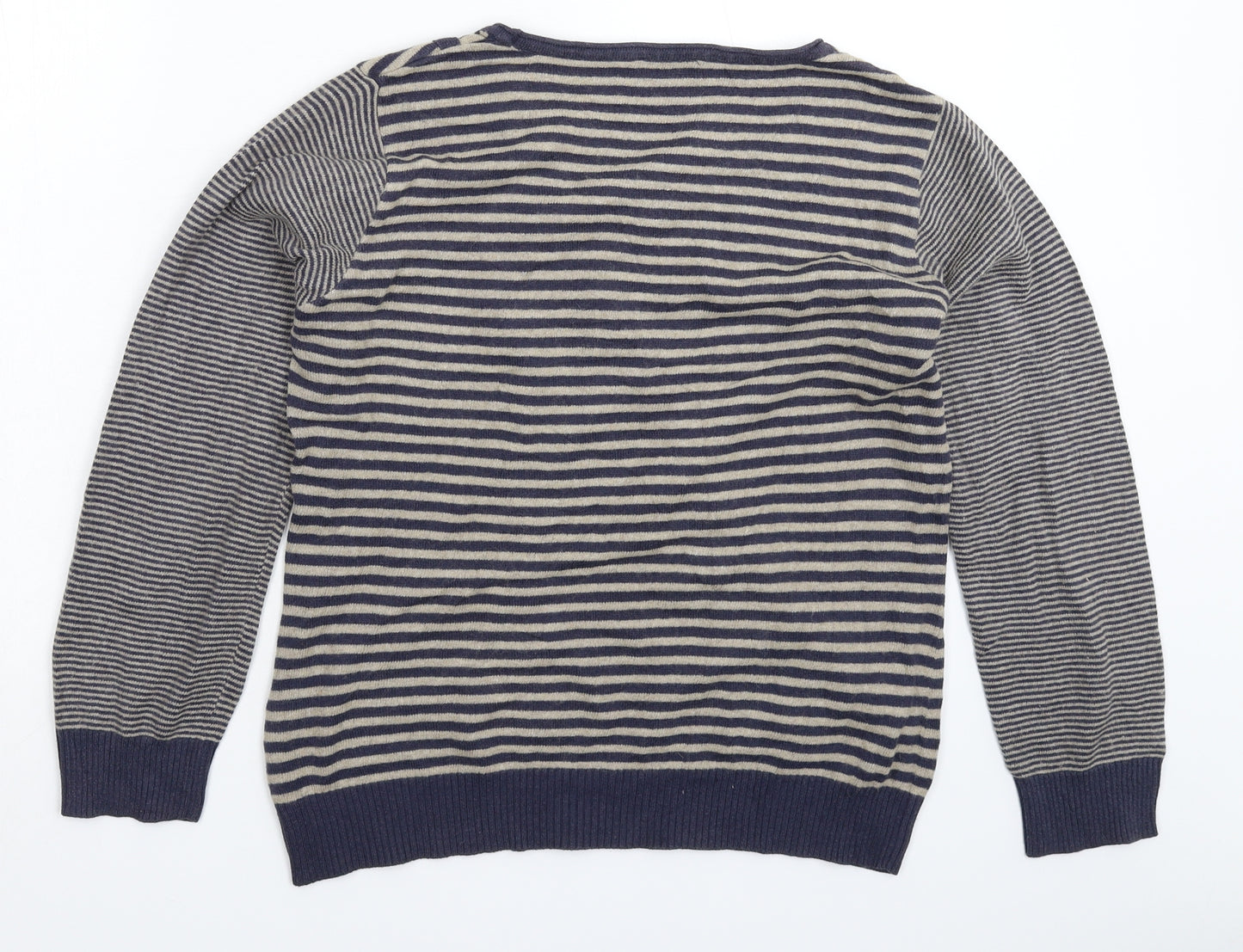 Per Una Womens Grey Striped Knit Pullover Jumper Size 14