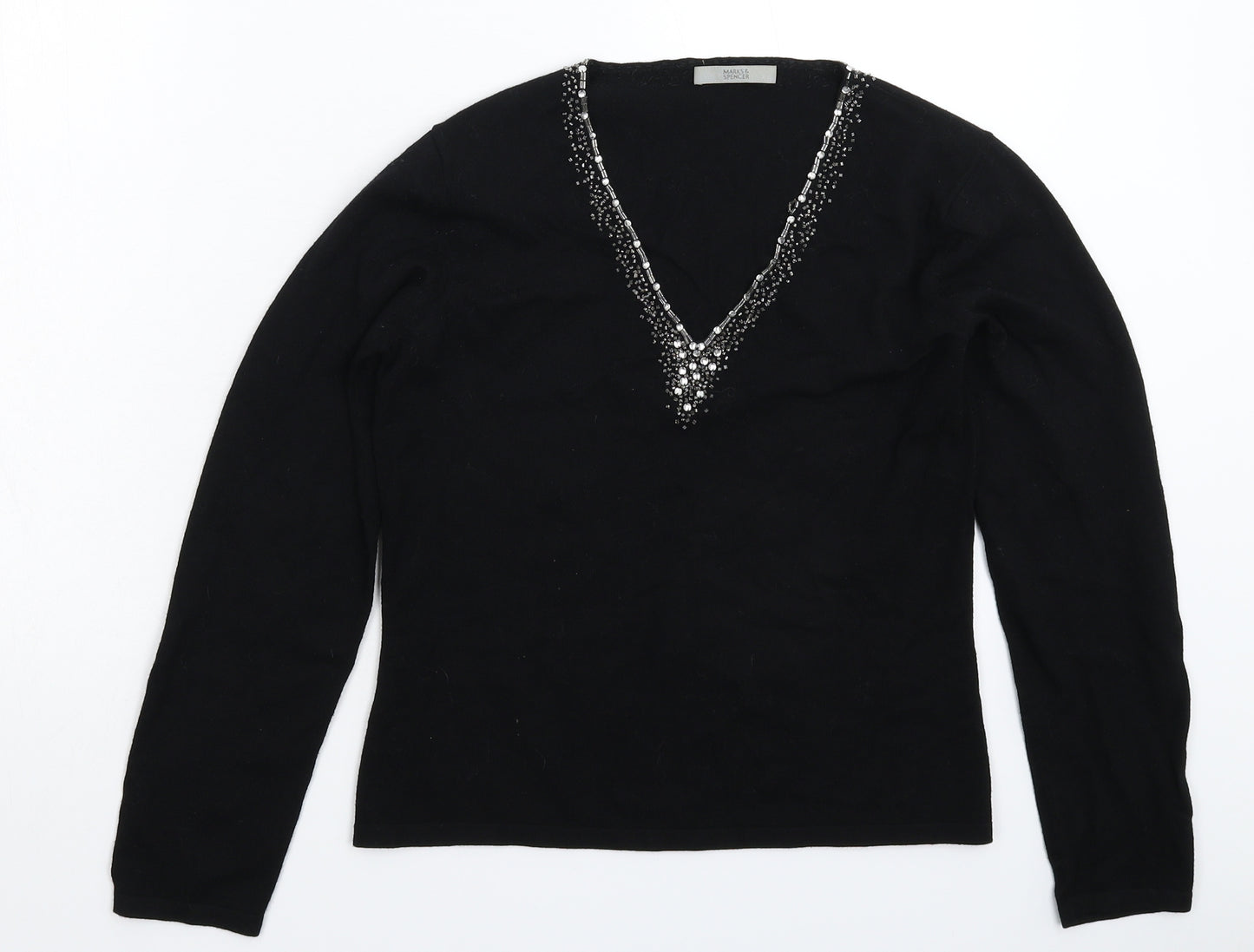 Marks and Spencer Womens Black  Knit Pullover Jumper Size 12