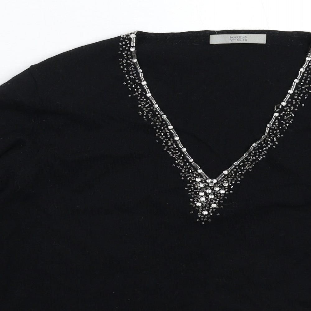 Marks and Spencer Womens Black  Knit Pullover Jumper Size 12