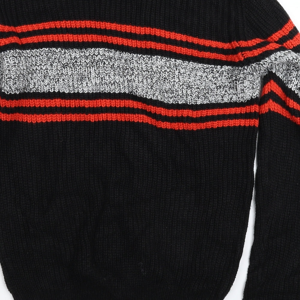 Primark Mens Black Striped Knit Pullover Jumper Size M