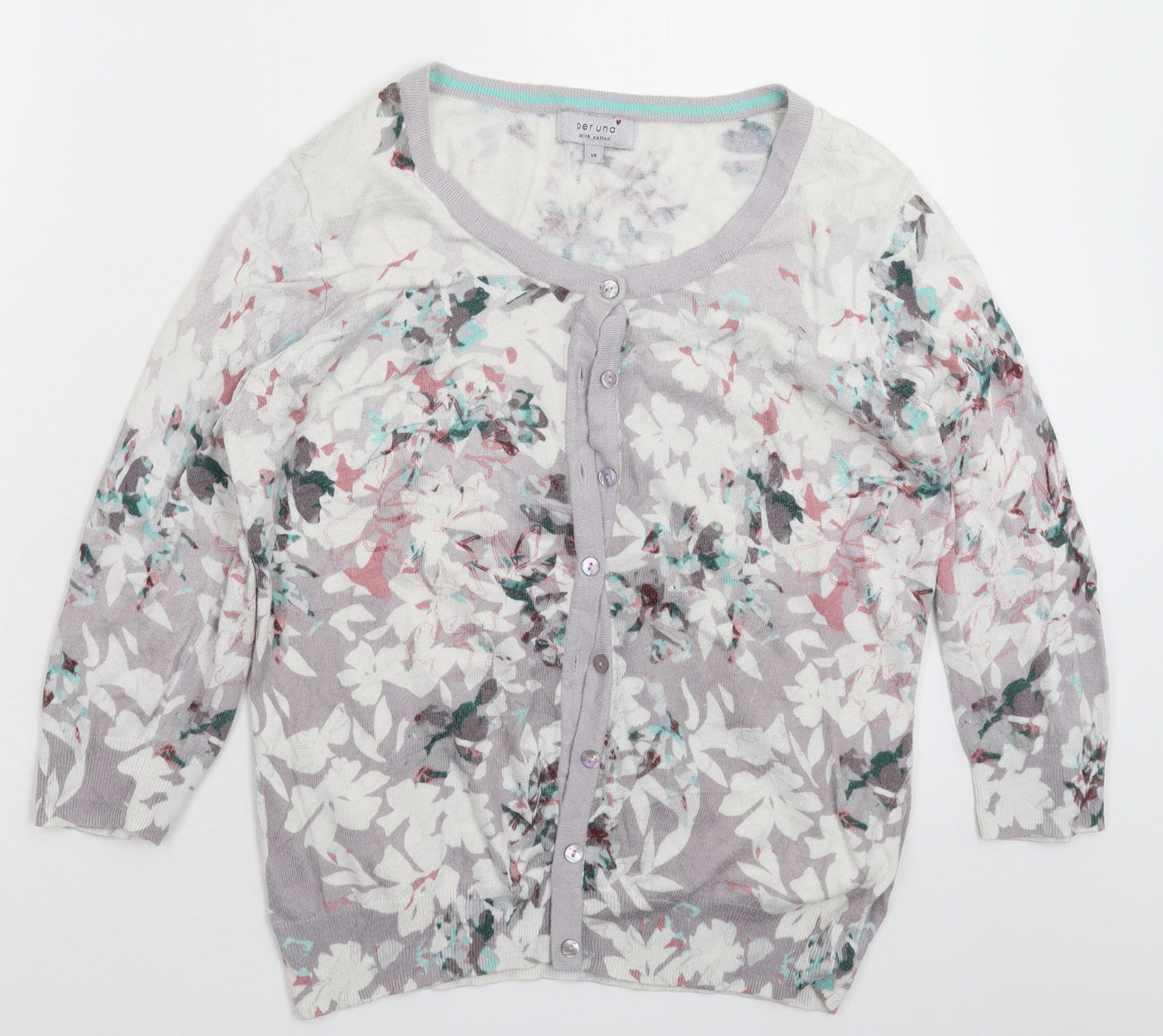 Per Una Womens Multicoloured Floral Knit Pullover Jumper Size 14