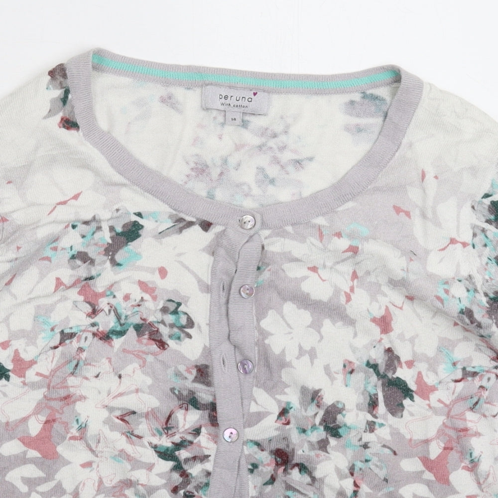 Per Una Womens Multicoloured Floral Knit Pullover Jumper Size 14