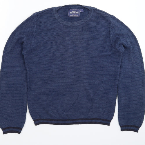 Topman Mens Blue  Knit Pullover Jumper Size S